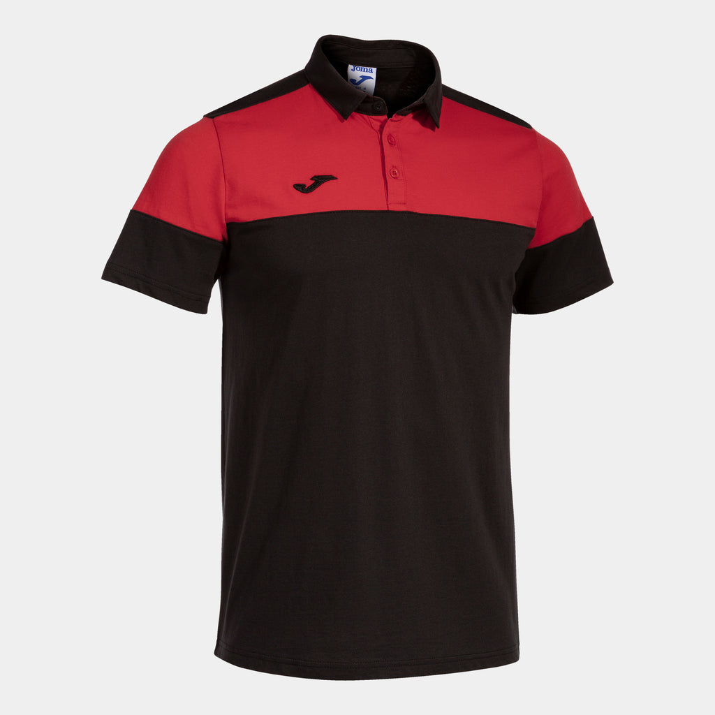 Joma Crew V Cotton Polo (Black/Red)