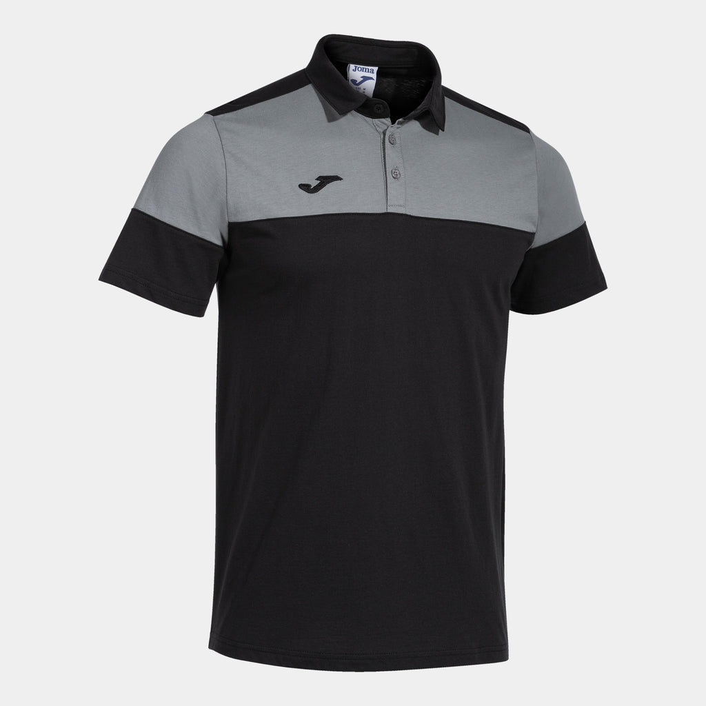 Joma Crew V Cotton Polo (Black/Medium Grey)