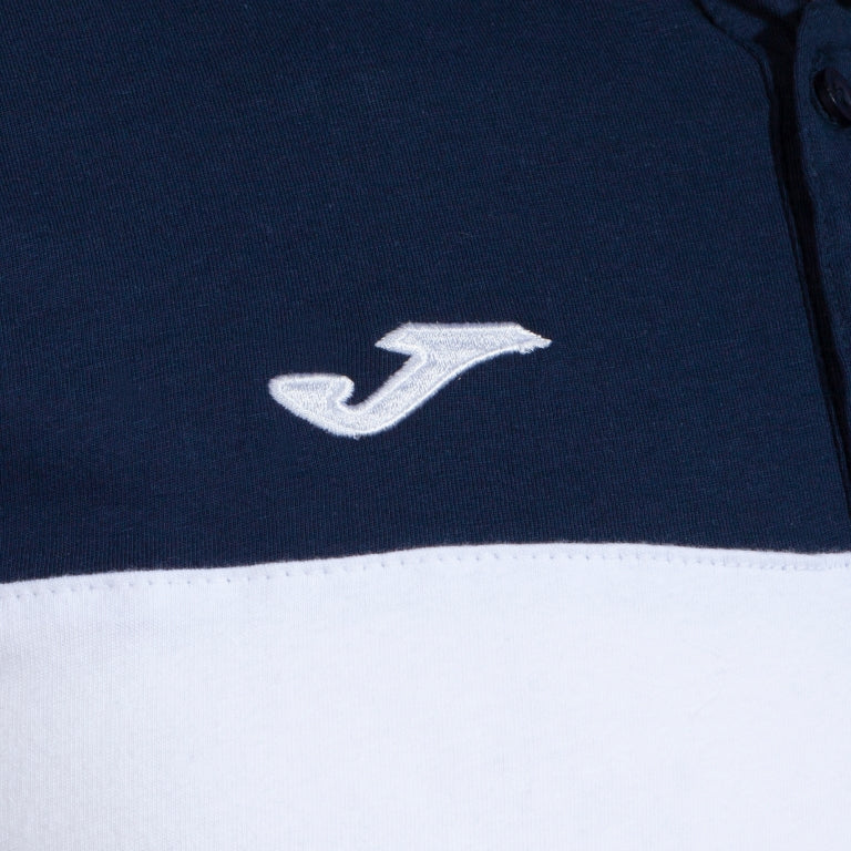 Joma Crew V Cotton Polo (White/Dark Navy)