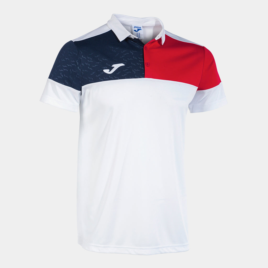 Joma Crew V Polo (White/Red/Dark Navy)