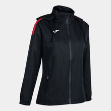 Load image into Gallery viewer, Joma Trivor Ladies Rain Jacket (Black/Red)