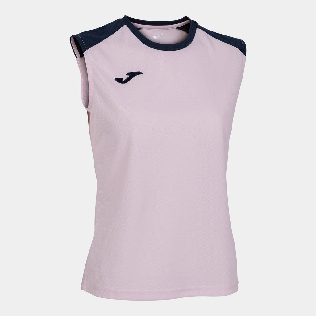 Joma Eco Championship Sleeveless Ladies Tee (Pink Light/Dark Navy)