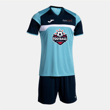 Load image into Gallery viewer, Rees Sports Football Fundamentals Joma Danubio III Shirt/Short Set (Turquoise Fluor/Dark Navy)