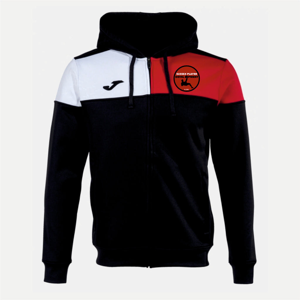 Sussex Player Development STAFF Joma Crew V Hoodie Jacket (Black/Red/White)