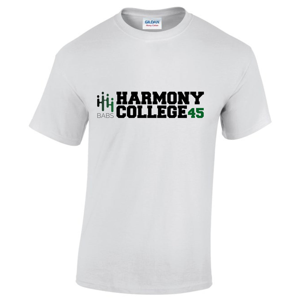 HARMONY COLLEGE 45 Large Logo T-Shirt (White)